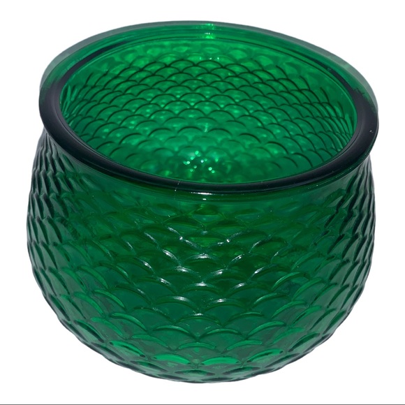 Vintage E.O. Brody Mermaid Green Fish Scale Scallop Pressed Glass Vase Bowl - Picture 6 of 8